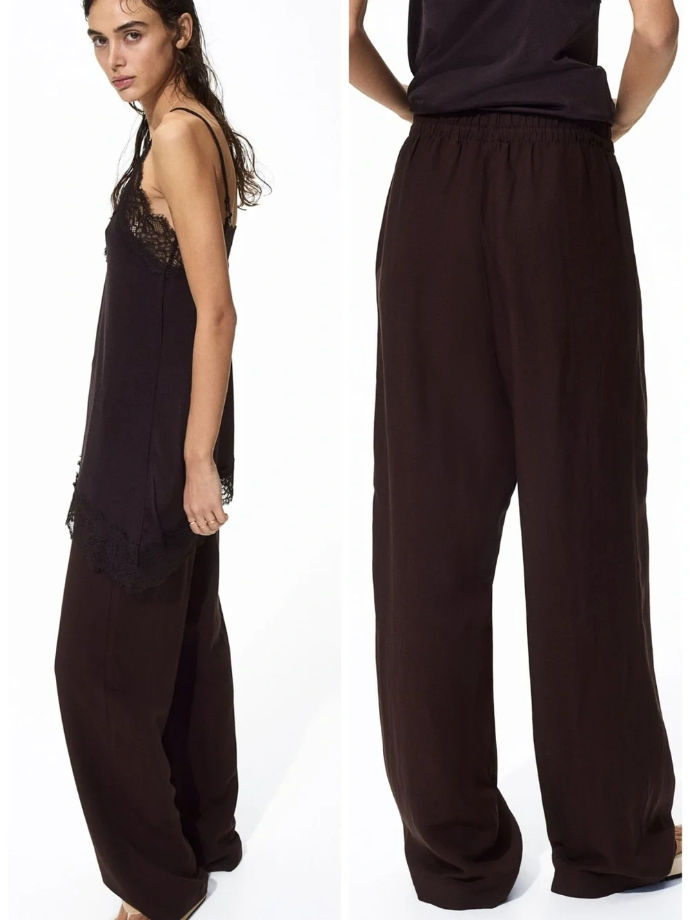 H&M Linen Blend Pants Relaxed Fit Drawstring Waist Size S NWT Minimalist Capsule